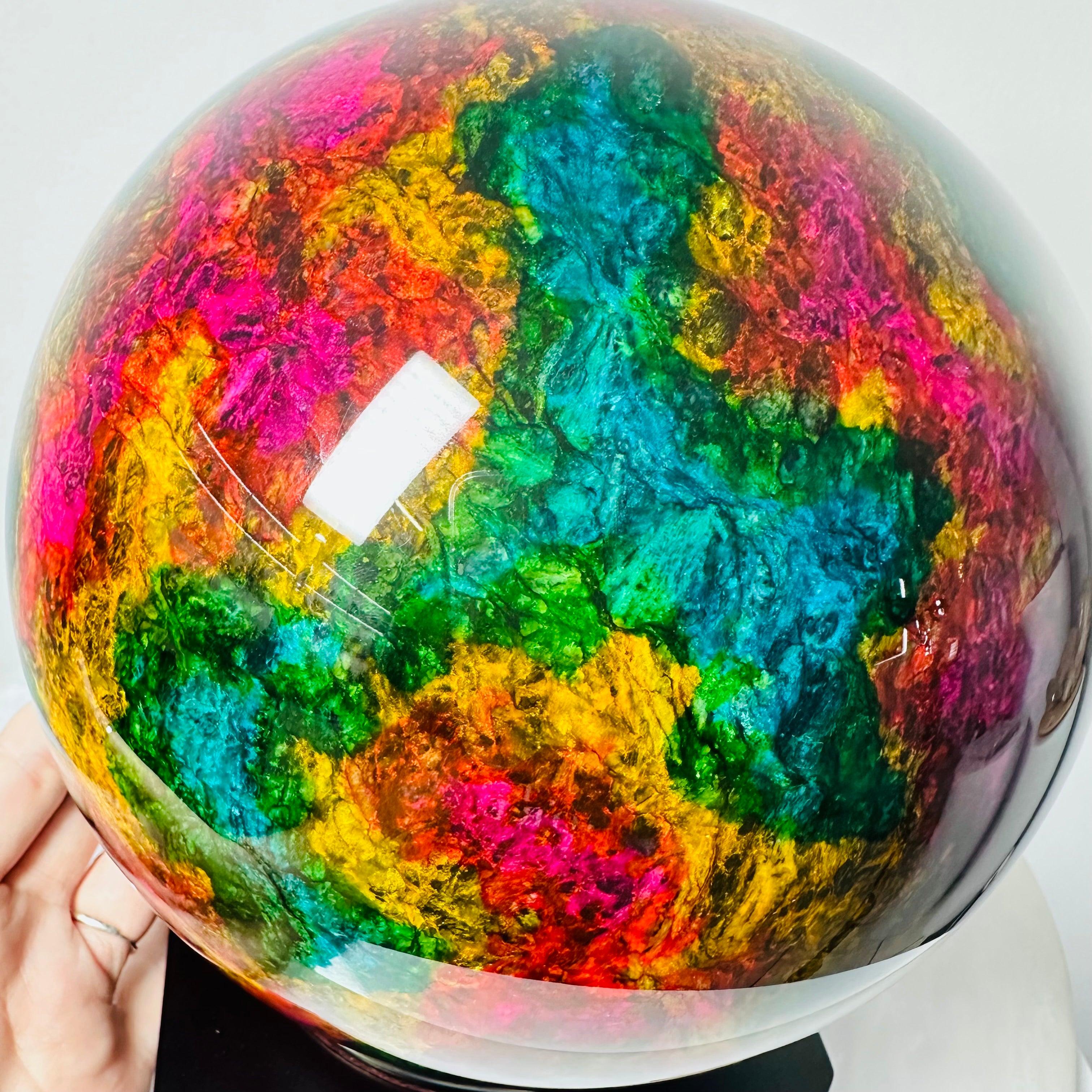 RARE Huge Taiwanese Seven Colour Jade Crystal Sphere on